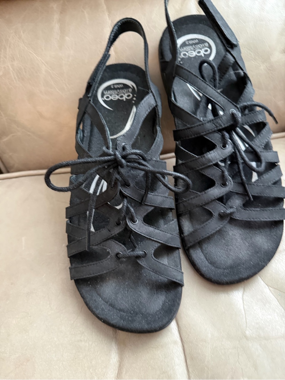 Abeo black adjustable sandals SZ9.5 - Picture 2 of 5